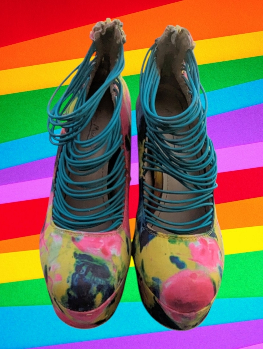 Women's Anne Mitchell Multi-Colored Platform Heels
